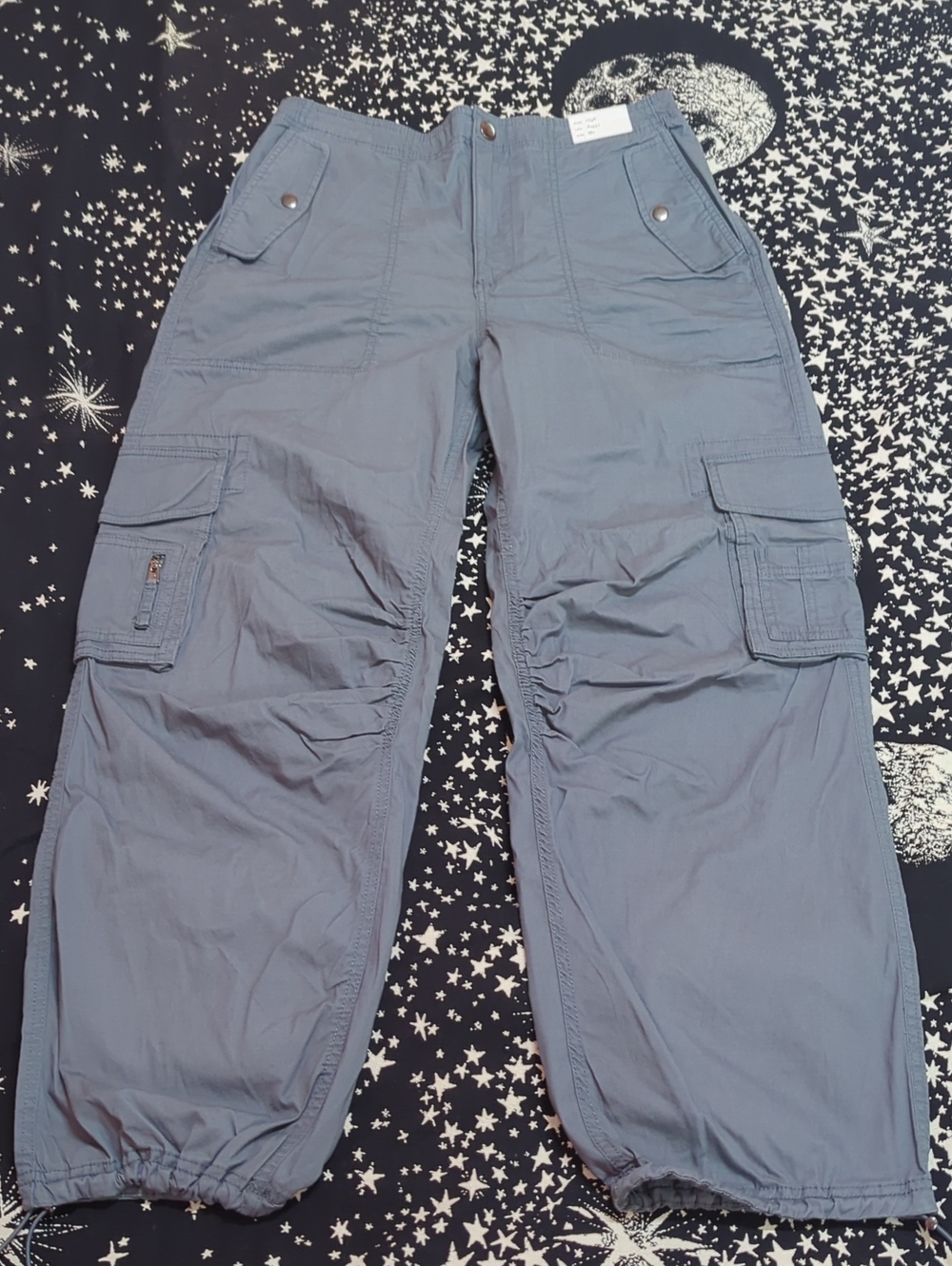 Abercrombie & Fitch Cargo Baggy Parachutte Mid Rise Pants in Slate Gray M NWT
